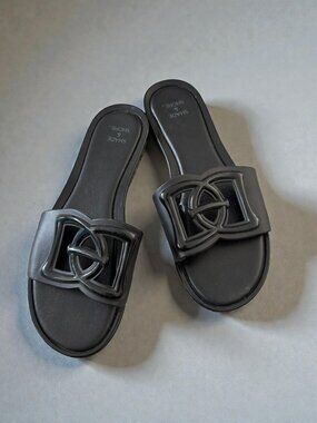 SHADE & SHORE Black Slide Sandals Size US 6